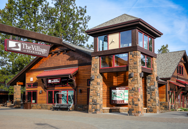 Forest village with shops and pathways